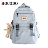 Drespot  Solid Color Multi-Pocket Women Backpack Large Capacity Travel Backpack Female Schoolbag For Teenage Girl Kawaii Student Bookbag