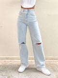 Drespot-Back To School Outfits High Waist Ripped Baggy Jeans Women Fashion Comfy Casual Straight Loose Pants  Washed Boyfriend Wide Leg Trousers New