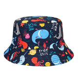 Drespot  Hip Hop Panama Bucket Hat Men Women Bucket Cap Print Gorros Fishing Fisherman Hat Double Side Wear