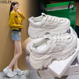 Drespot  Dad Chunky Women Sneakers Casual Vulcanized Shoes Woman Spring High Platform Sneakers Femme Lace Up White Basket Sneakers